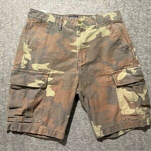 Levis Camo Cargo Shorts Men’s 31 brown green cotton inseam 10 inches baggy army